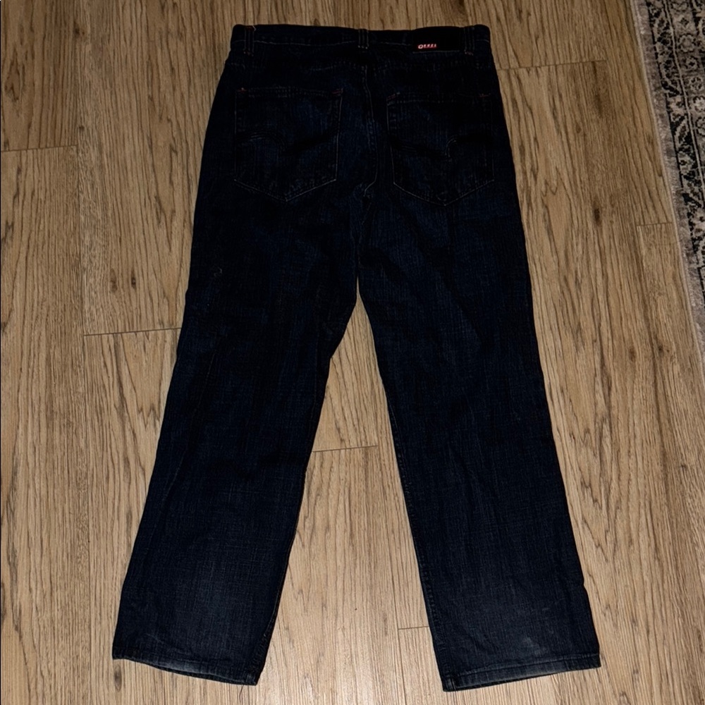Qruel Y2K Streetwear Dark Blue Denim Jeans 34 x 32